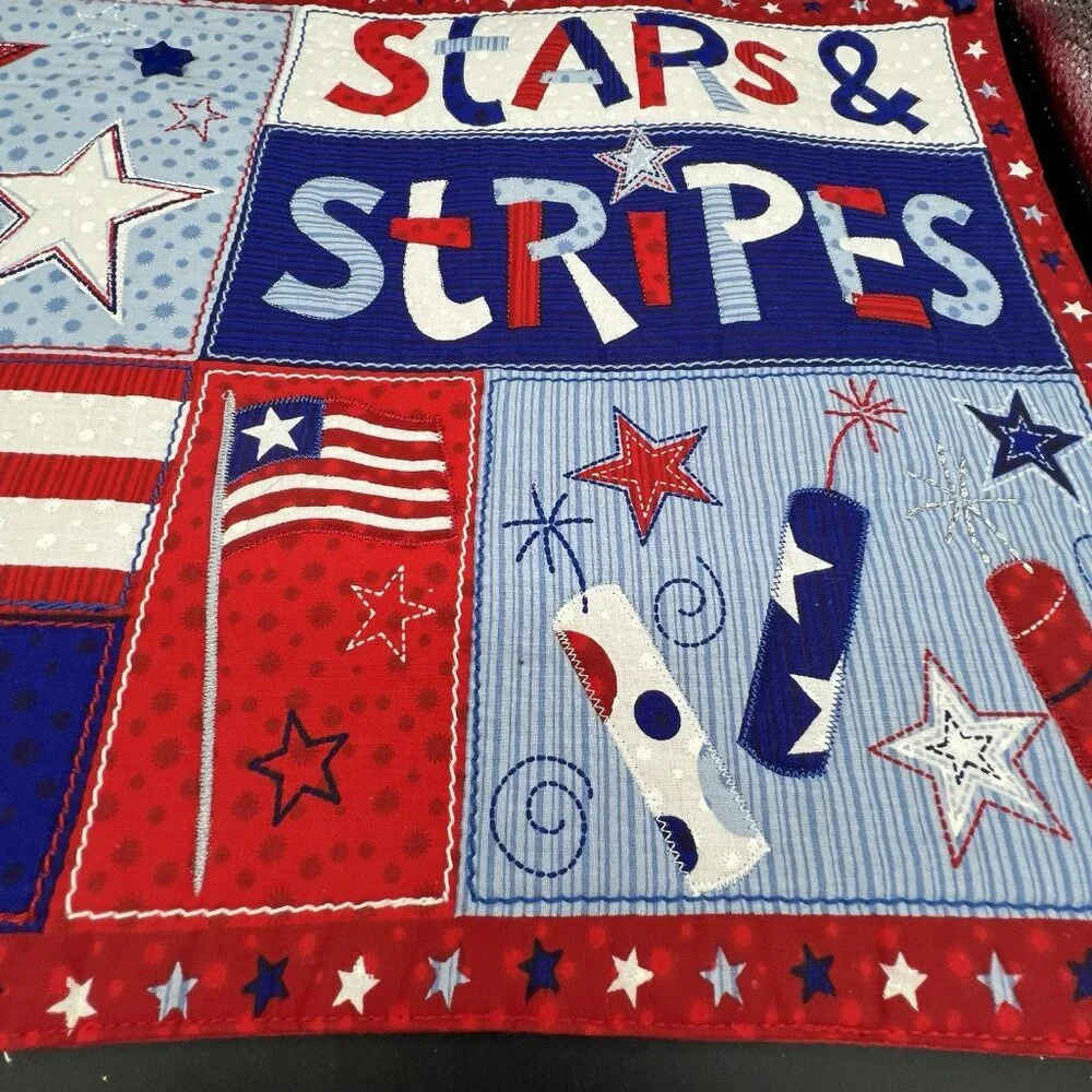 Patriotic Flag Stars Fireworks Tapestry Placemat ~ Set of 2 ~ Holiday July 4th